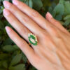 3ctw Natural Emerald Diamond Navette Toi et Moi Bypass Ring 18k Size 8.25 shown worn