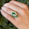 3ctw Natural Emerald Diamond Navette Toi et Moi Bypass Ring 18k Size 8.25, view 3