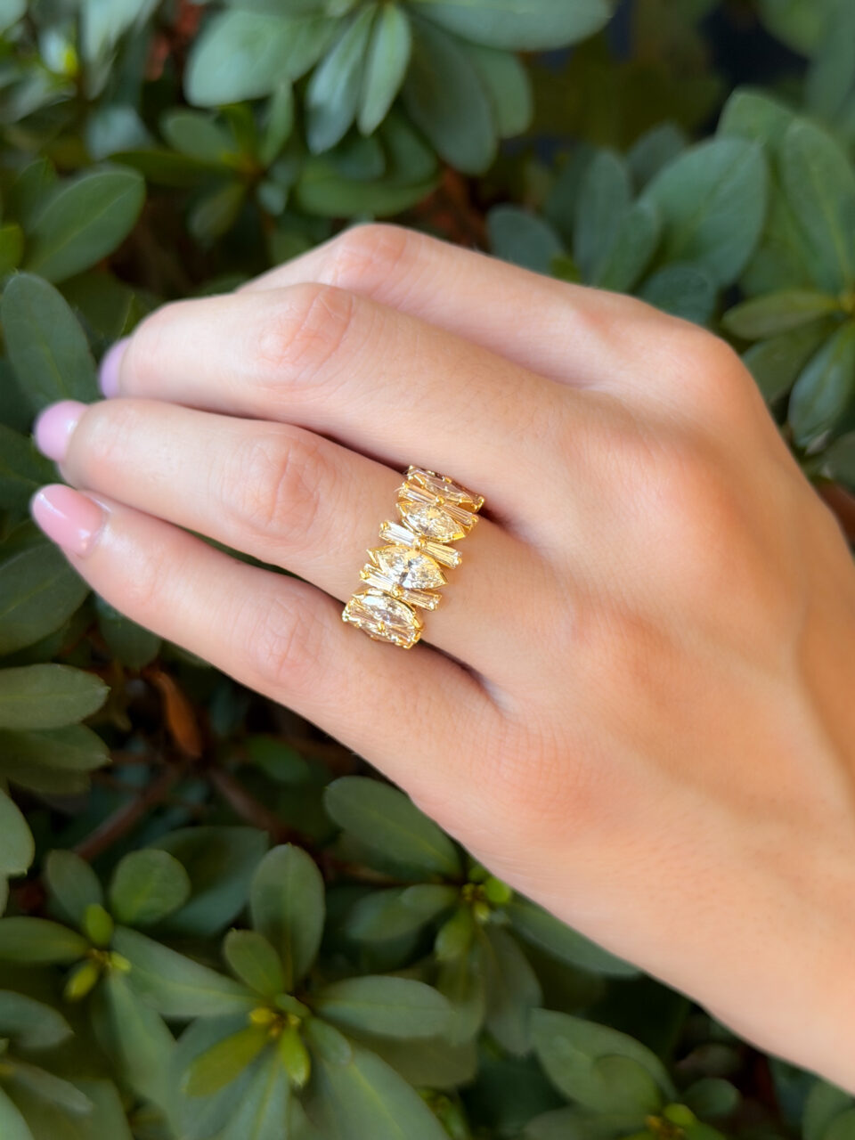 Impressive Marquise Natural Diamond Eternity Ring Size 6.25 10mm 5cttw, view 3