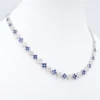 13ctw Natural Blue Sapphire Diamond Floral Quatrefoil Necklace 16.5" 18k, view 4