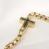 David Yurman 18k Diamond Cross Station Bracelet Yellow Gold 9" 5mm, view 5