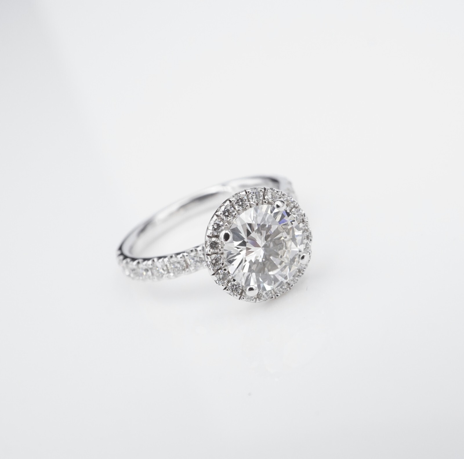 Diamond Halo Engagement Ring Size 4.5 2ctw 14k White Gold G VS1 RBC GIA, view 4