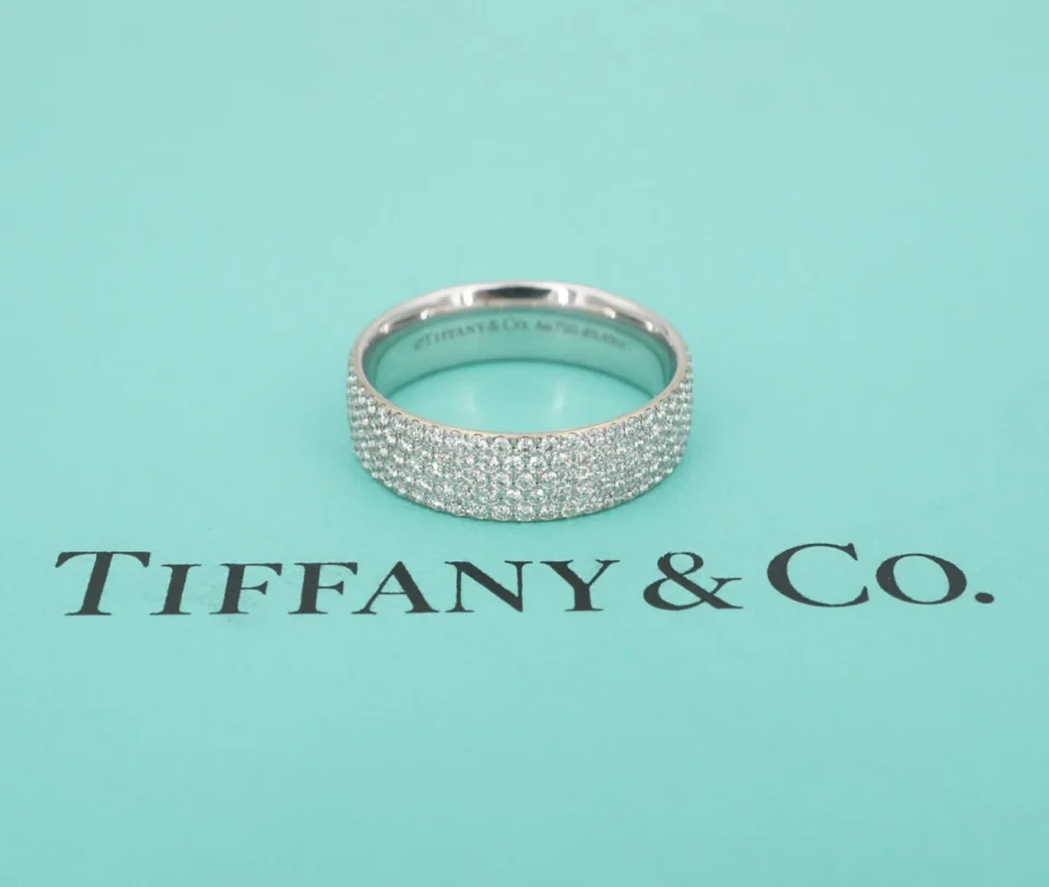 Tiffany & Co Metro 5-Row Diamond Band 18k White Gold Size 5.5 Retired RG5119