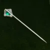 Platinum Colombian Emerald Natural OMC Diamond Stick Pin Antique Hat Pin, view 5