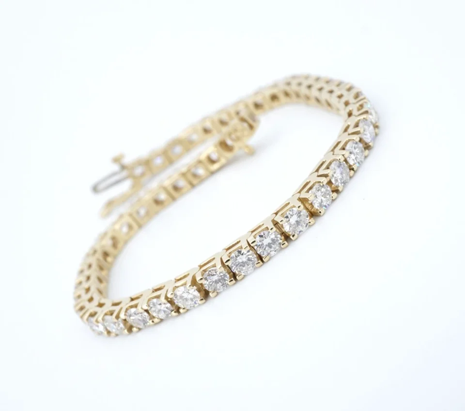 14k Diamond Tennis Bracelet Yellow Gold Natural 7 cttw 7" Classic BG1036