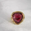12ct Rubellite Tourmaline Cocktail Ring 18k Yellow Gold Size 7.5 Estate, view 4