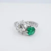 2.7ct Natural Emerald & Diamond Bypass Toi et Moi Ring Size 6 Vintage, view 3