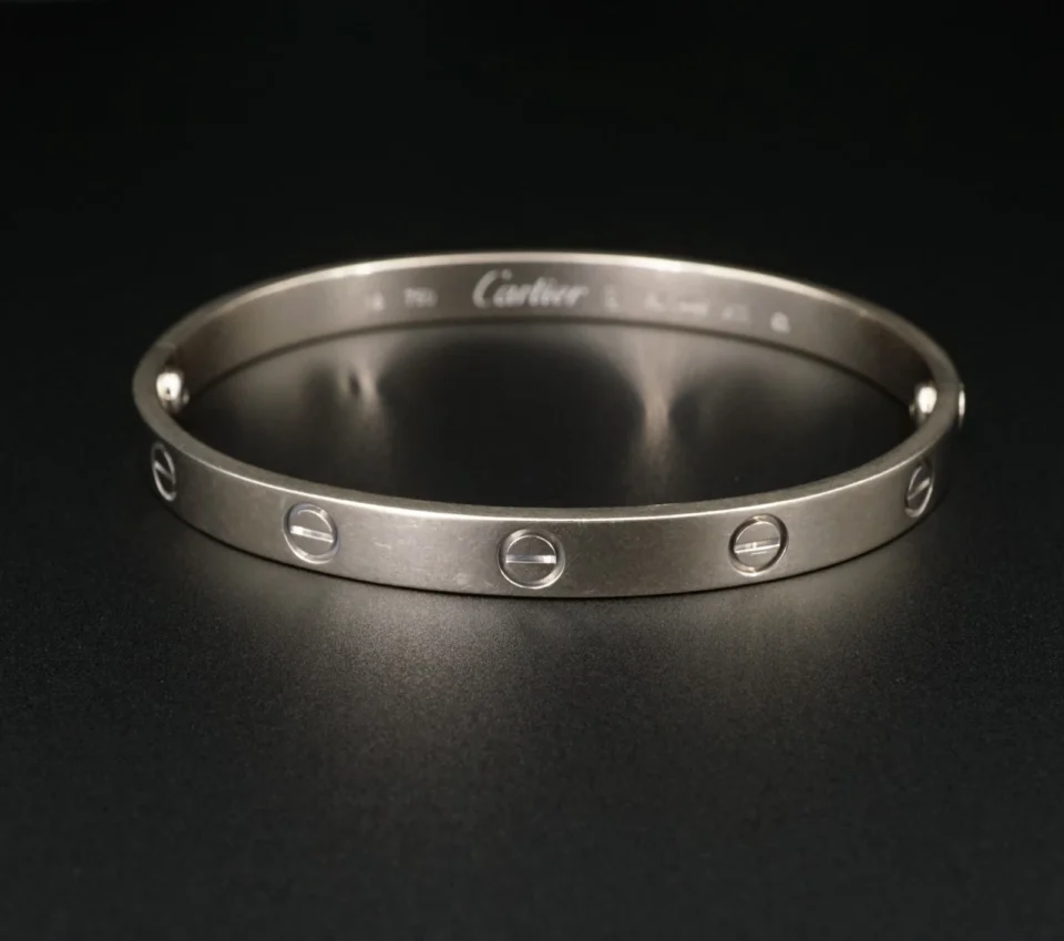 Cartier LOVE Bracelet Classic 18k White Gold Sz 18 Screwdriver Pouch Cert, view 3