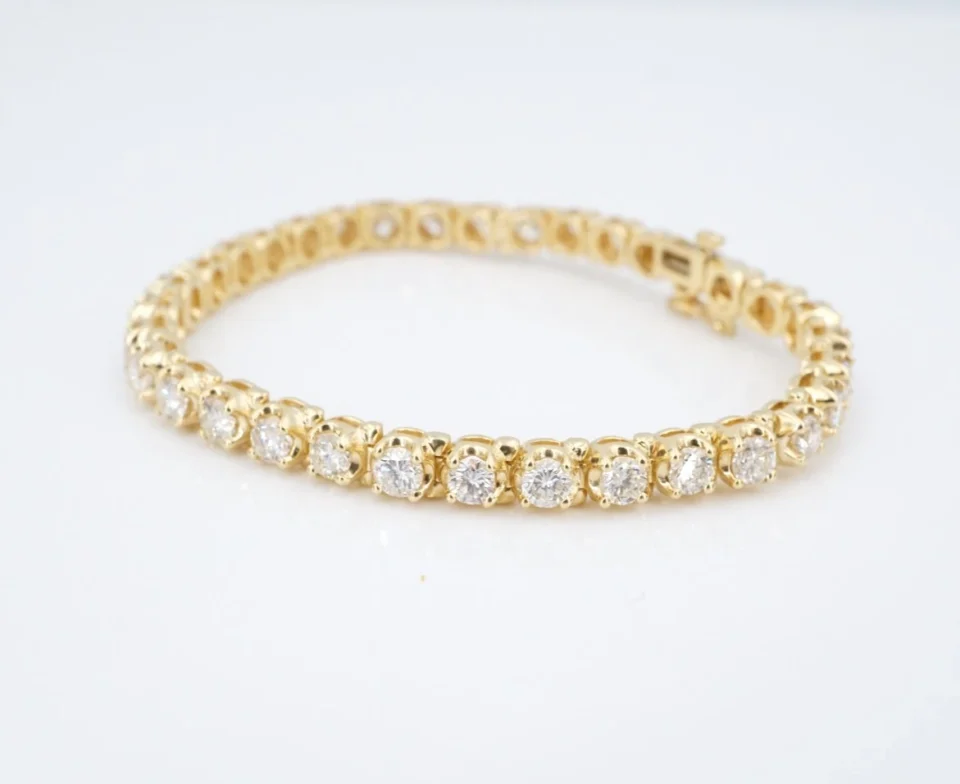 Classic 14k Natural Diamond Tennis Bracelet Yellow Gold 6ctw 6.75", view 2