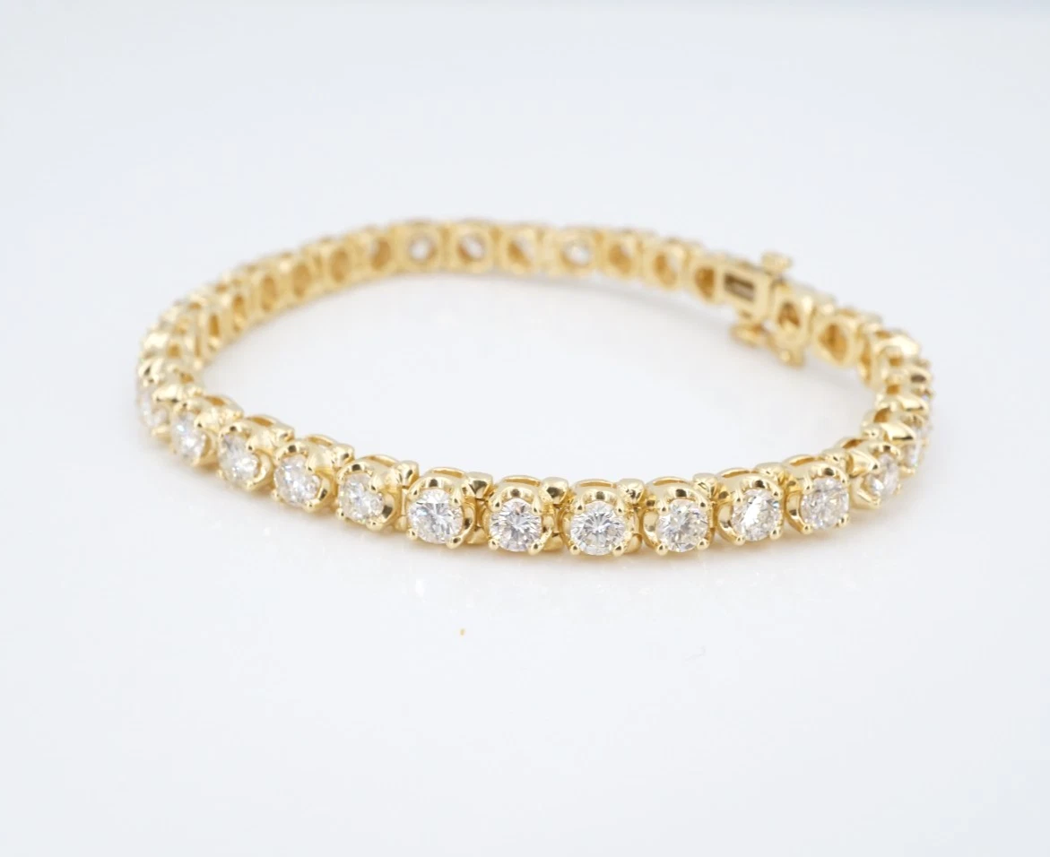 Classic 14k Natural Diamond Tennis Bracelet Yellow Gold 6ctw 6.75", view 2