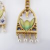 Masriera 18k Earrings Natural Sapphire Diamond Enamel Plique a Jour, view 6