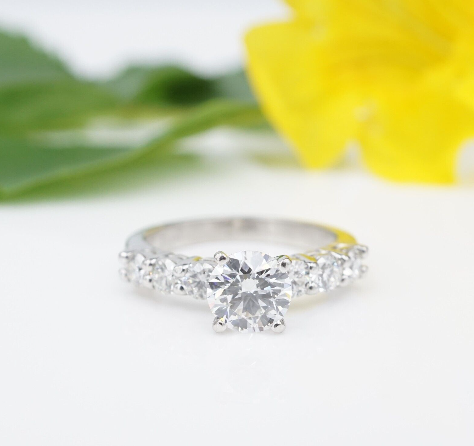 Platinum Diamond Engagement Ring Bridal Set E VS1 2.75 ct Size 7 AGS Cert, view 12
