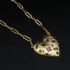 Designer Lauren K 18k Yellow Gold Heart Cluster Gem Pendant Necklace 18", view 6