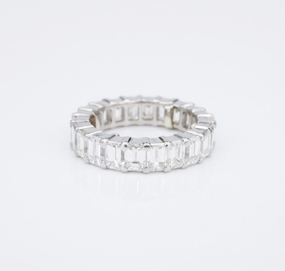 Platinum 5 ct Emerald Cut Diamond Eternity Band Ring Size 6 Anniversary RG4461