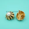 Tiffany Schlumberger Earrings 18k Gold Taj Mahal Pearl Enamel 0.9" 24g, view 4