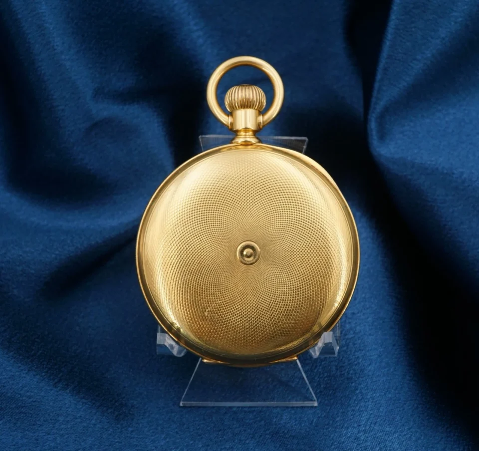 1880s 18k Yellow Gold Patek Philippe Co Pocket Watch MW Shaw Tx Dbl Hunter, view 2