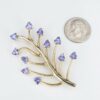 Tanzanite Tree of Life Pin Brooch 14k Yellow Gold 2" Signed HOT, view 7