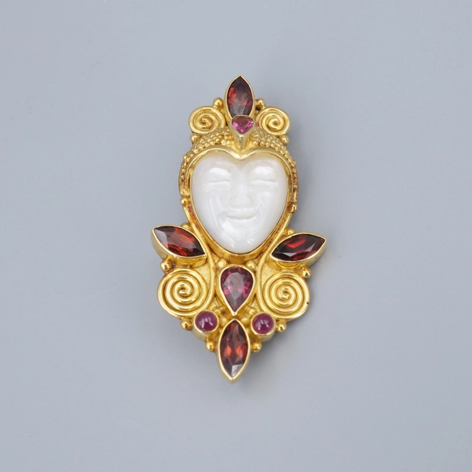 Sajen 18k Gold Pendant Sleeping Princess Mother of Pearl 1.8", view 3