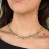 Antique 18K Gold Black White Enamel Floral Link Necklace 16.5" Victorian shown worn