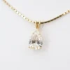 14k 2.7ct Natural Pear Diamond Solitaire Pendant Necklace Yellow Gold 16", view 6