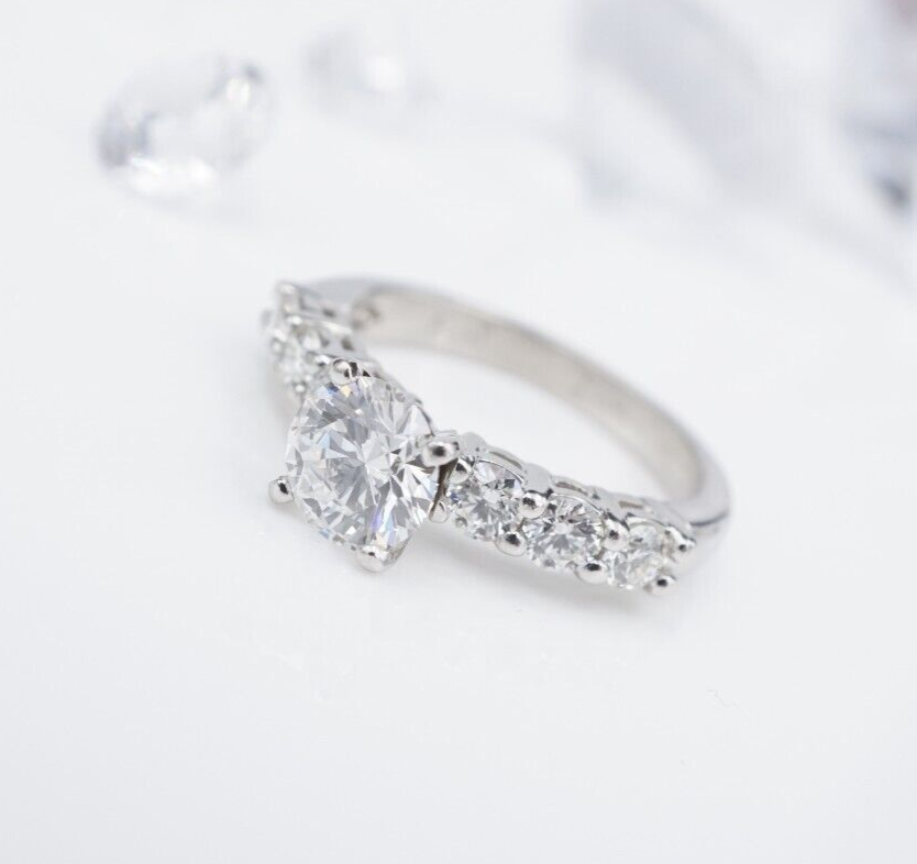 Platinum Diamond Engagement Ring Bridal Set E VS1 2.75 ct Size 7 AGS Cert, view 11