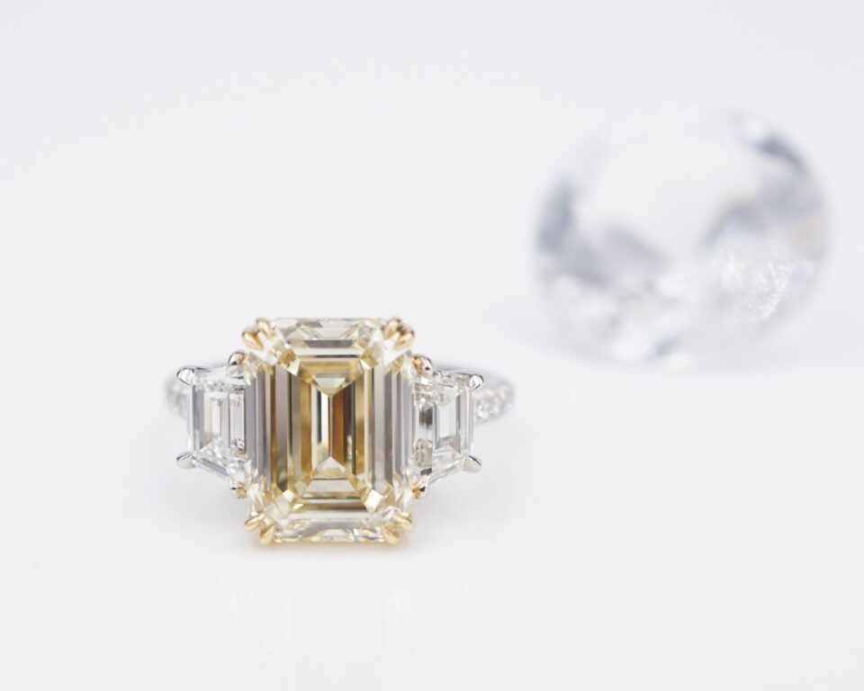 GIA Natural Yellow Diamond Engagement Ring 18k Platinum 5.6ctw Size 5, view 2