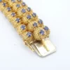 18k Sapphire Textured Thistle Link Bracelet Yellow Gold 7" Triple Row, view 5