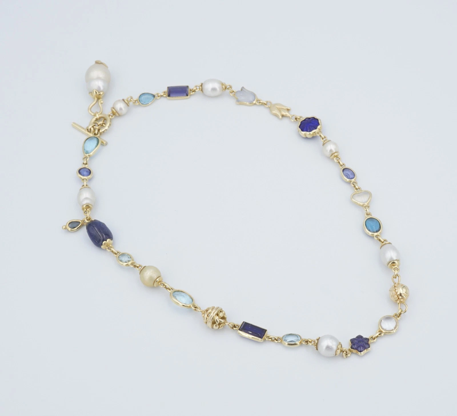 Sonja Picard Custom Mixed Gem Necklace 18k Yellow Gold w/ Drawing 19", view 3