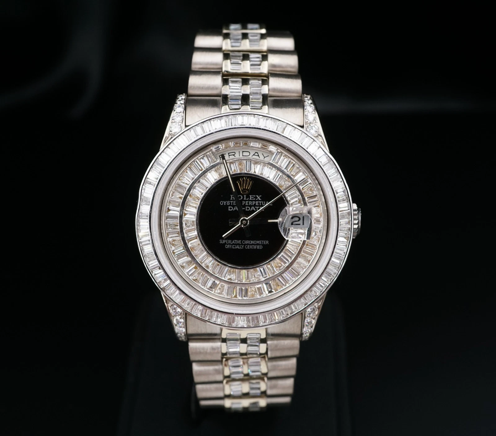 Custom Diamond Rolex President Day-Date 18k White Gold Mens 36mm 18239 1989, view 1