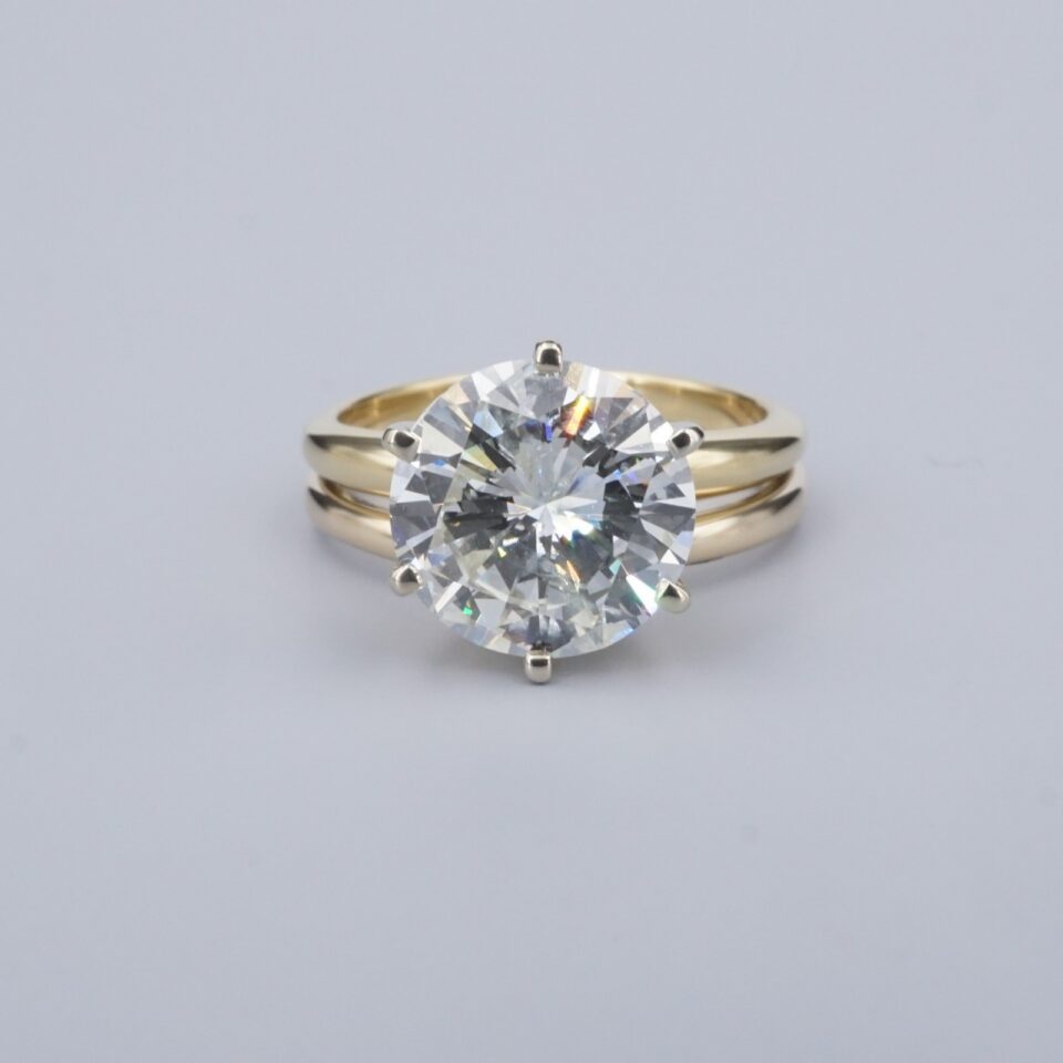 Diamond Engagement Ring 3.34 carat Round 18k Gold Solitaire GIA Cert, view 2