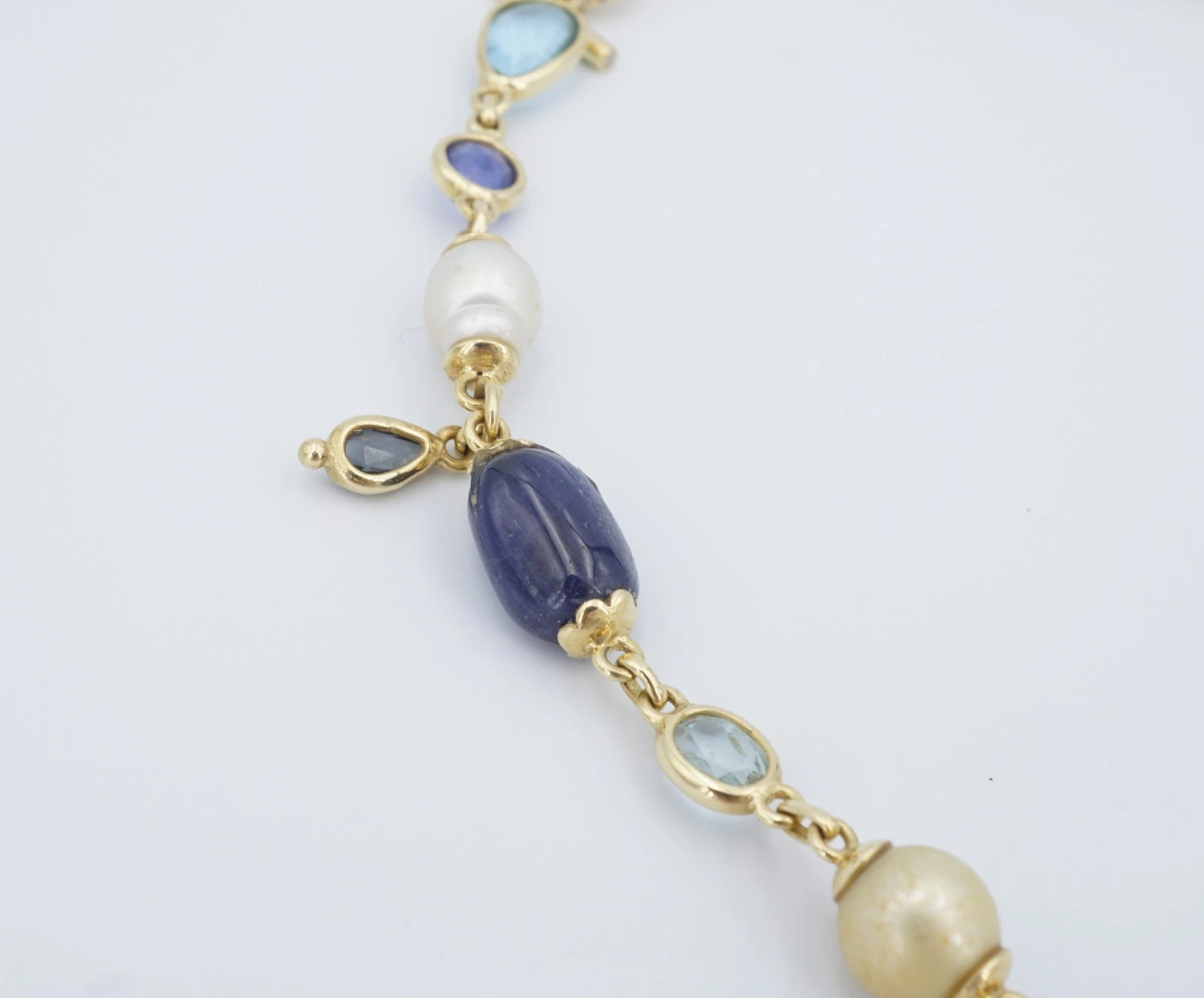 Sonja Picard Custom Mixed Gem Necklace 18k Yellow Gold w/ Drawing 19", view 4