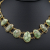 Santa Fe Damele Mine Turquoise Station Necklace 18k Gold 15" Signed MSM, view 1
