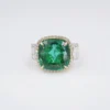 18k Gold 8.3ct Natural Emerald Diamond Halo Cocktail Ring Size 6 AGL Cert, view 5