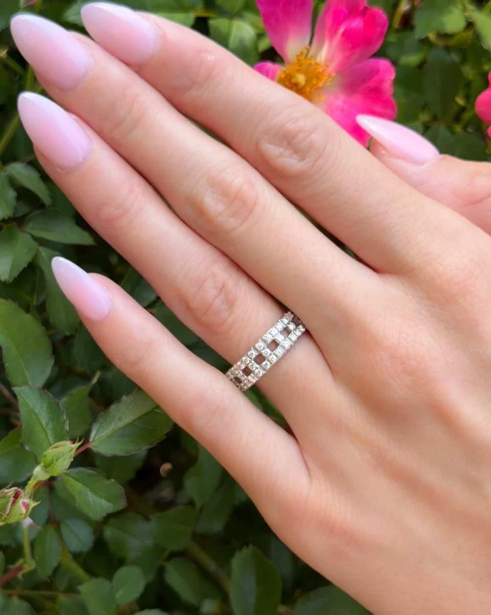 Tiffany & Co 18k Tiffany T True Wide Diamond Band Ring White Gold Size 8, view 3