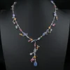 18k Meli Melo Multi-Gem Station Necklace Moonstone Diamond White Gold, view 1