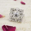 Antique 18K Old Mine Diamond Halo Ring White Gold 2.3 ctw Sz 6.5 Square, view 4