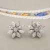 Asprey 18k Gold Daisy Heritage Diamond Cluster Stud Earrings 2.2ctw, view 1