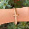 Tiffany T T1 Wide Diamond Hinged Bangle 4.08ct 18k Rose Gold Bracelet shown worn