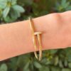 Cartier 18k Yellow Gold Diamond Nail Bracelet Size 18 Juste un Clou Pouch shown worn