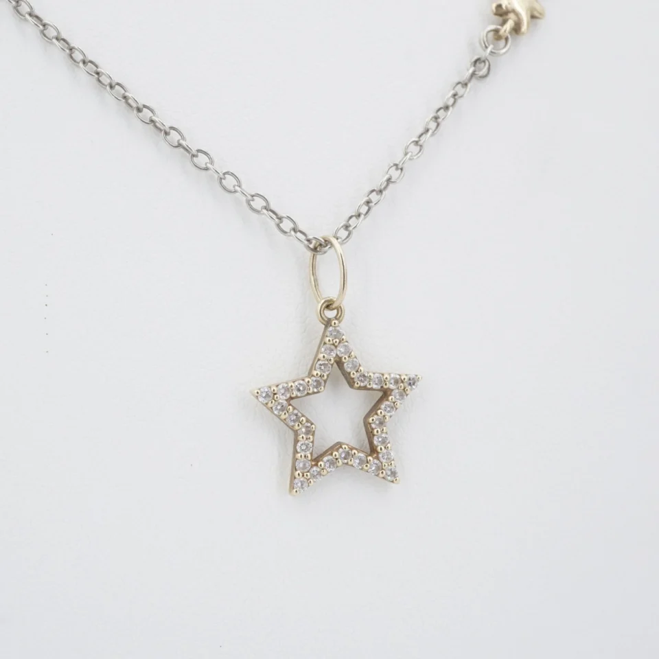Sonja Picard 14k Gold Sterling Diamond Destiny Star Necklace 23", view 3