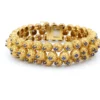 18k Sapphire Textured Thistle Link Bracelet Yellow Gold 7" Triple Row, view 1