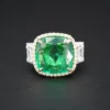 18k Gold 8.3ct Natural Emerald Diamond Halo Cocktail Ring Size 6 AGL Cert, view 6