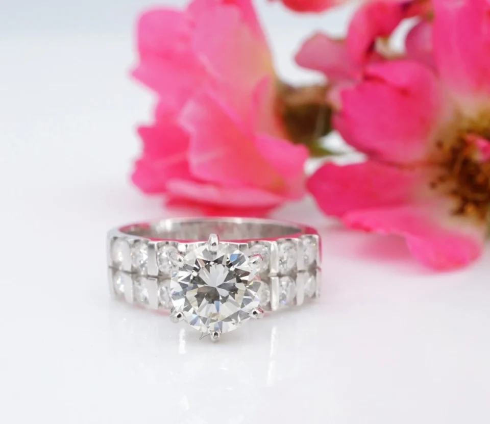 Platinum 2ctw Natural Diamond Engagement Ring Bridal VS1 Size 5.5 GIA CO1328