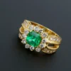 18k Gold 1.1ct Colombian Emerald Diamond Halo Cocktail Ring Sz 7 GIA F1, view 1