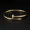 Cartier 18k Yellow Gold Diamond Nail Bracelet Size 18 Juste un Clou Pouch, view 3