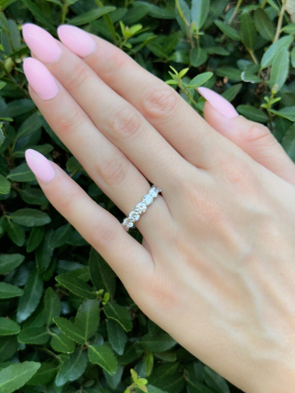 Harry Winston Diamond Eternity Band Ring Platinum 4 carat Size 7 4mm, view 2