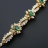 Natural Emerald & Diamond Bracelet 18k Yellow Gold 11 carats 6.5" Estate, view 9