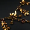Antique 14K Gold Garnet Seed Pearl Garland Necklace Late Victorian 14.5", view 6