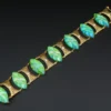 Vintage 18k Carved Blue Favrile Glass Diamond Suite 1.4ctw Yellow Gold, view 9