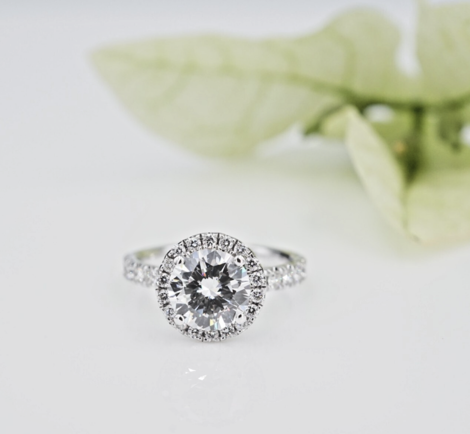 Diamond Halo Engagement Ring Size 4.5 2ctw 14k White Gold G VS1 RBC GIA RG4684